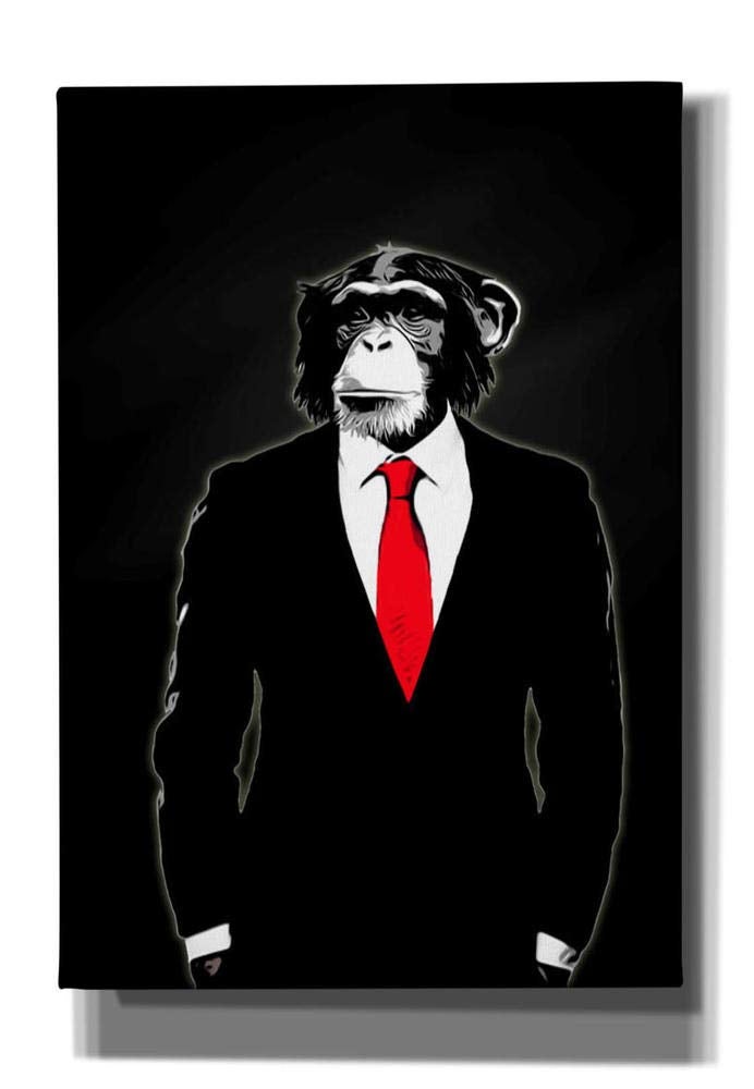 Cortesi Home CH-CA182643 "Domesticated Monkey" By Nicklaus Gustafson Gisele Canvas Wall Art, 18"X26", Black - Image 1